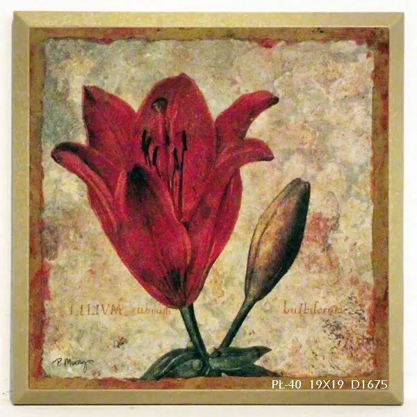 Obraz Natura w stylu vintage, Lilia kwiat na płycie 19x19 cm