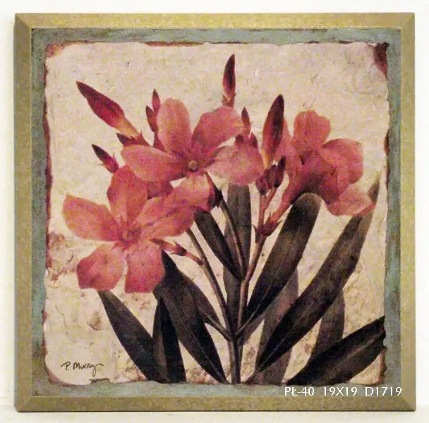 Obraz Natura w stylu vintage, Oleander, kwiat na płycie 19x19 cm