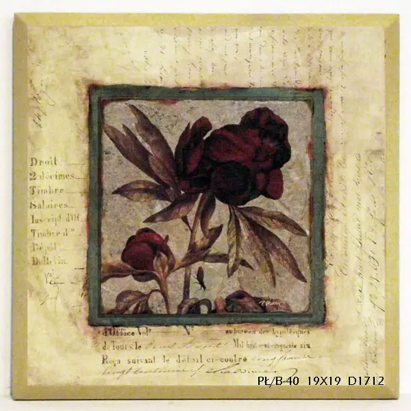 Obraz Natura w stylu vintage, Peonia, kwiat na płycie 19x19 cm z pogrubieniem