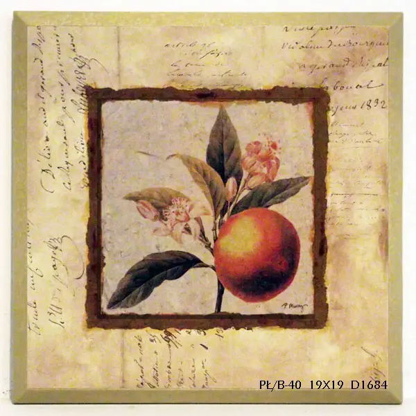 Obraz Natura w stylu vintage, Pomarańcza na gałązce na płycie 19x19 cm z pogrubieniem