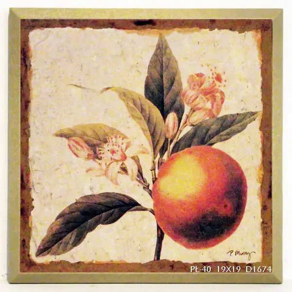 Obraz Natura w stylu vintage, Pomarańcza na gałązce na płycie 19x19 cm