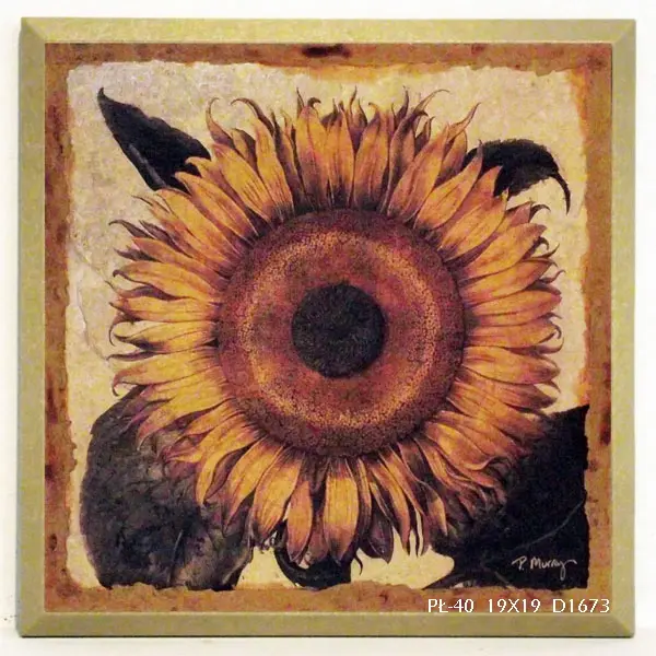 Obraz Natura w stylu vintage, Słonecznik, kwiat na płycie 19x19 cm