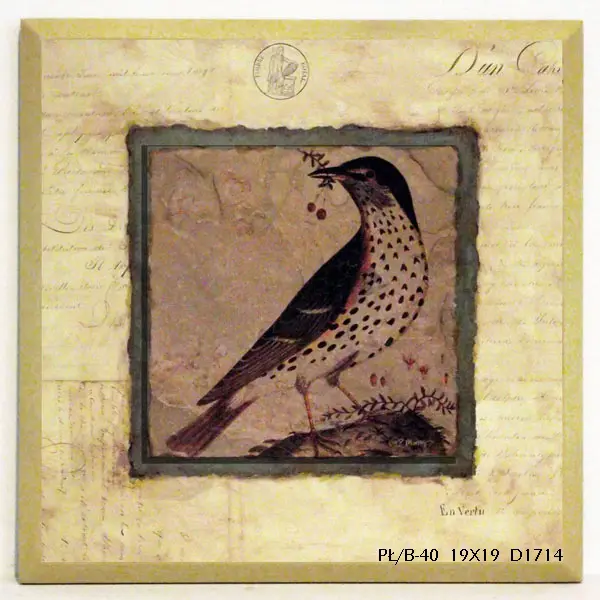 Obraz Natura w stylu vintage, Świergotek Ptak na płycie 19x19 cm z pogrubieniem