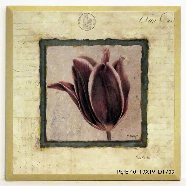 Obraz Natura w stylu vintage, Tulipan, kwiat na płycie 19x19 cm z pogrubieniem