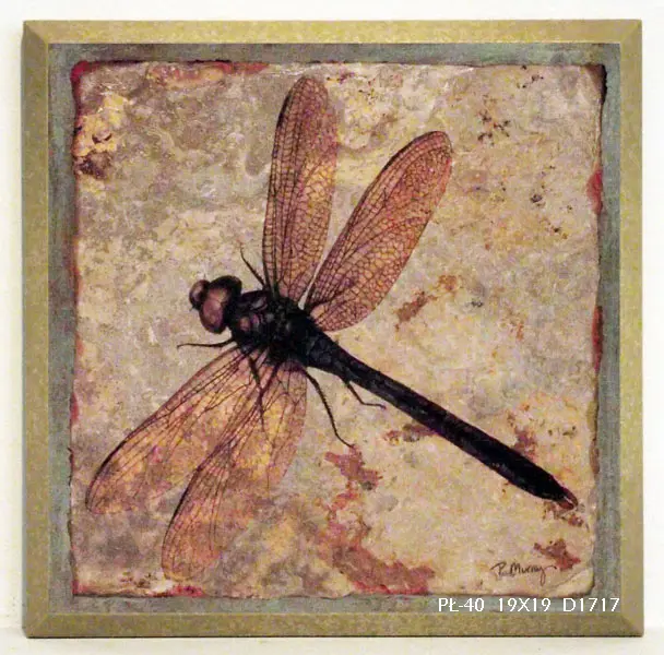 Obraz Natura w stylu vintage, Ważka na płycie 19x19 cm