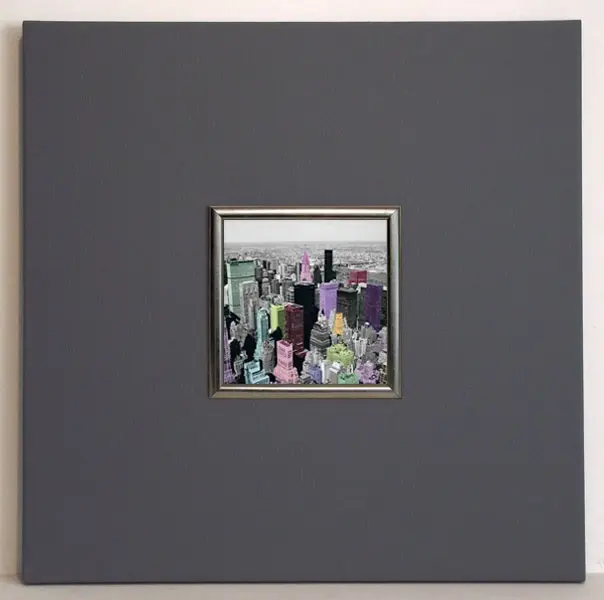 Obraz New York, Kolorowy Manhattan z lotu ptaka I 50x50 cm