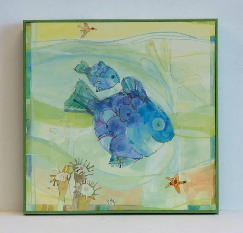 Obraz Niebieskie rybki kasetonowej 24x24 cm