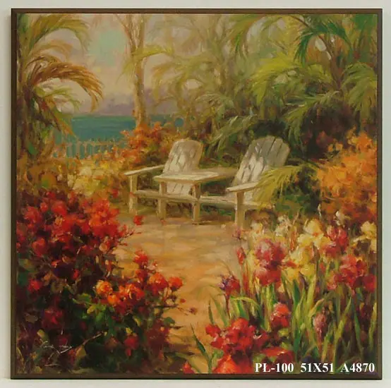 Obraz Ogród z palmami, fotele 51x51 cm