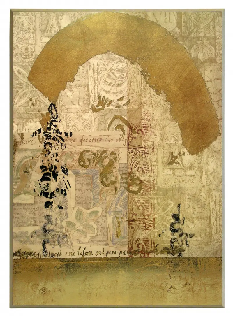 Obraz Orientalna abstrakcja ze złotymi elementami na płycie 51x71 cm