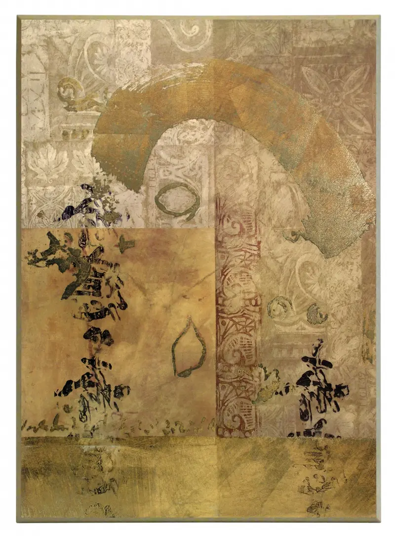 Obraz Orientalna abstrakcja ze złotymi elementami na płycie 51x71 cm