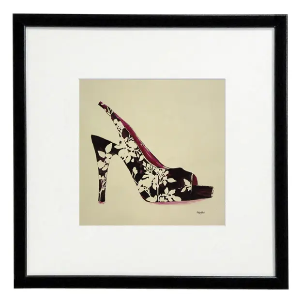 Obraz Orientalne kwiaty, bucik w ramie z passe-partout 30x30 cm