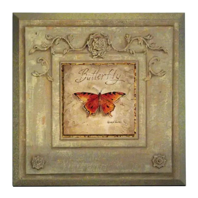 Obraz Owady w gipsowej kasecie, motyl na płycie z pogrubieniem 19x19 cm