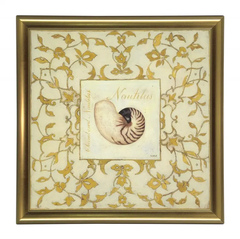 Obraz Ozdobna muszla na tle ornamentu w ramie 28x28 cm