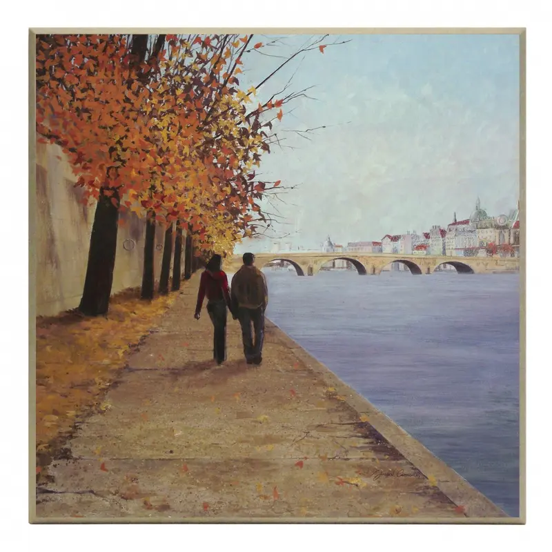 Obraz Para na spacerze wśród jesiennych drzew 51x51 cm