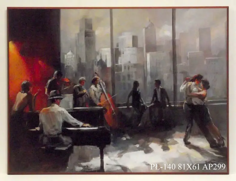 Obraz Para tańcząca w rytm muzyki orkiestry 81x61 cm