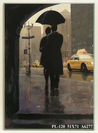 Obraz Para w miejskiej scenerii, pod parasolem w Nowym Jorku 51x71 cm