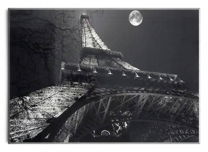 Obraz Paryż nocą, Wieża Eiffla w świetle księżyca na płycie 71x51 cm