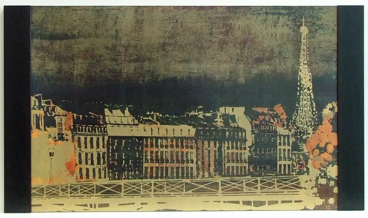 Obraz Paryż, panorama w złocie 90x60 cm