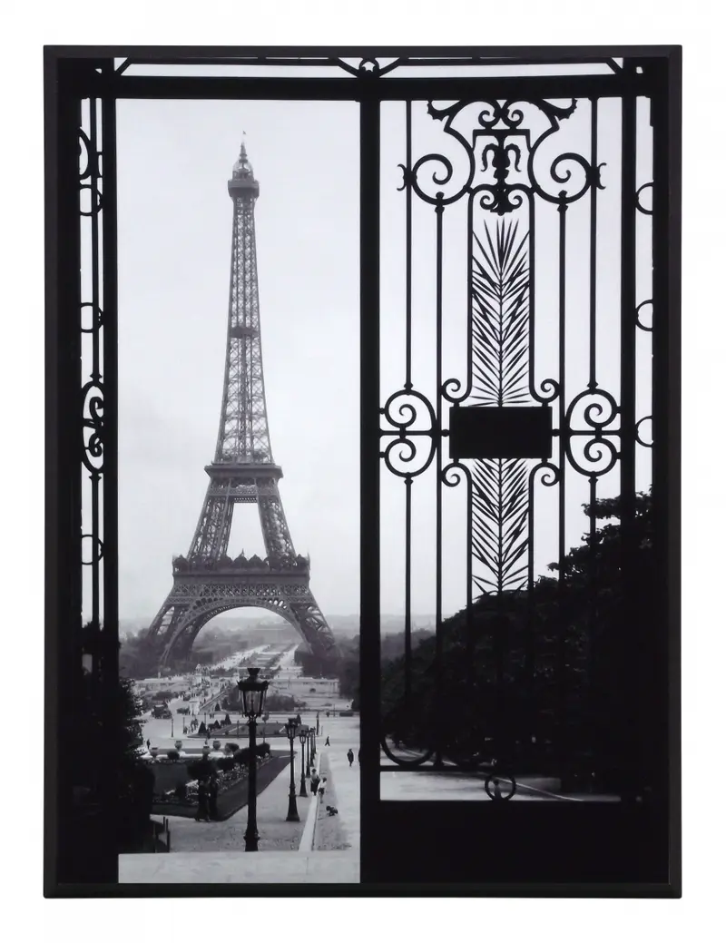 Obraz Paryż, Wieża Eiffel'a, widok z Pałacu Trocadero, czarno-biała fotografia na płycie 31x41 cm