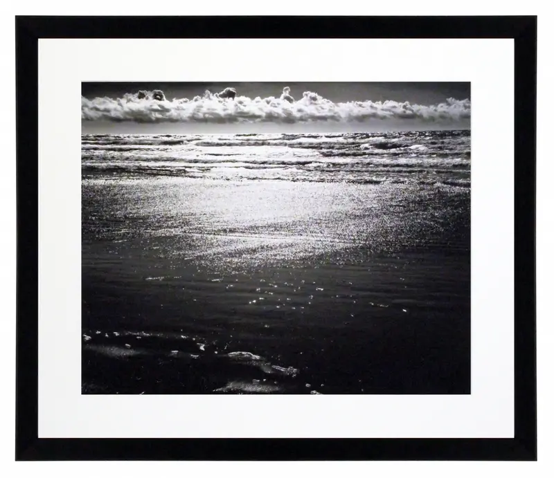 Obraz Pejzaż, Nadmorska fotografia, słoneczny horyzont z passe-partout w ramie 60x50 cm