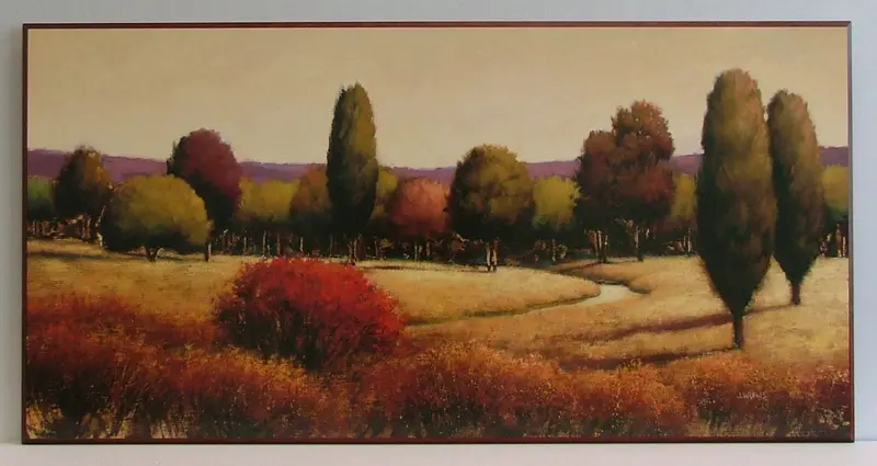 Obraz Pejzaż z drzewami i drogą w jesiennych kolorach 101x51 cm
