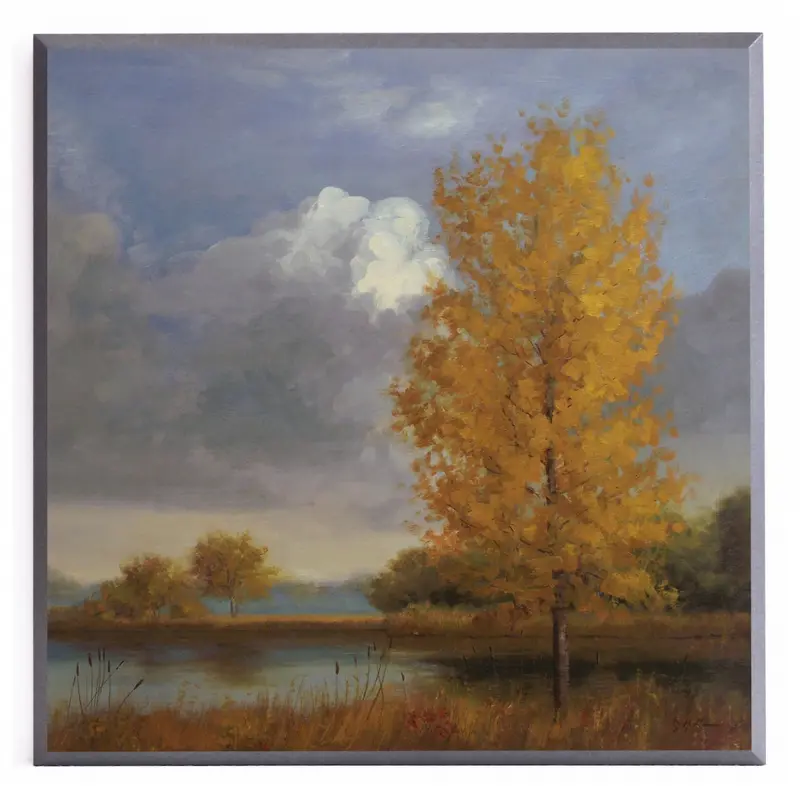 Obraz Pejzaż z drzewami i jeziorem 51x51 cm