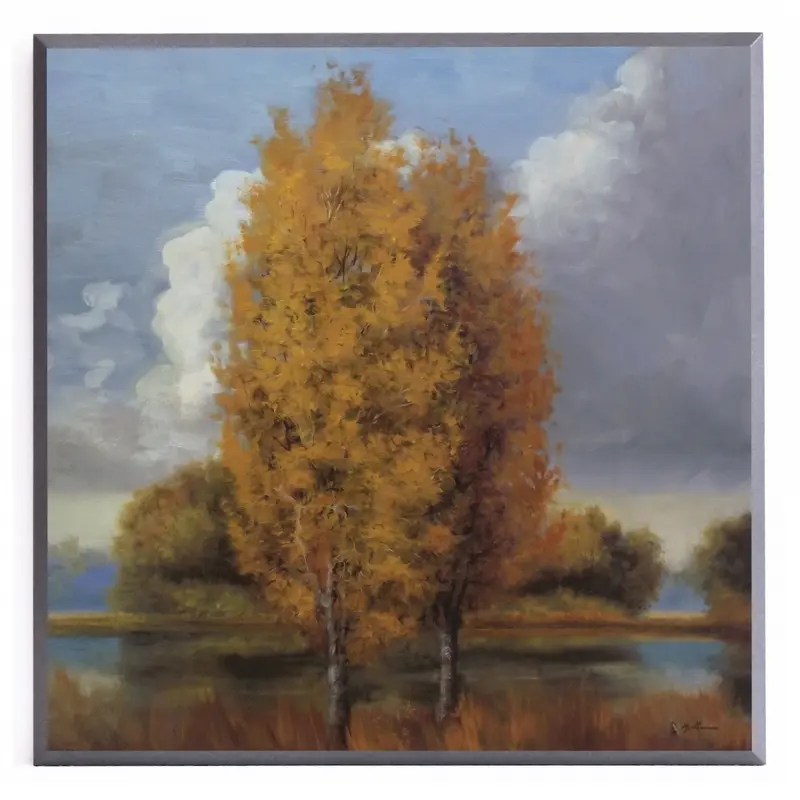 Obraz Pejzaż z drzewami i jeziorem 51x51 cm