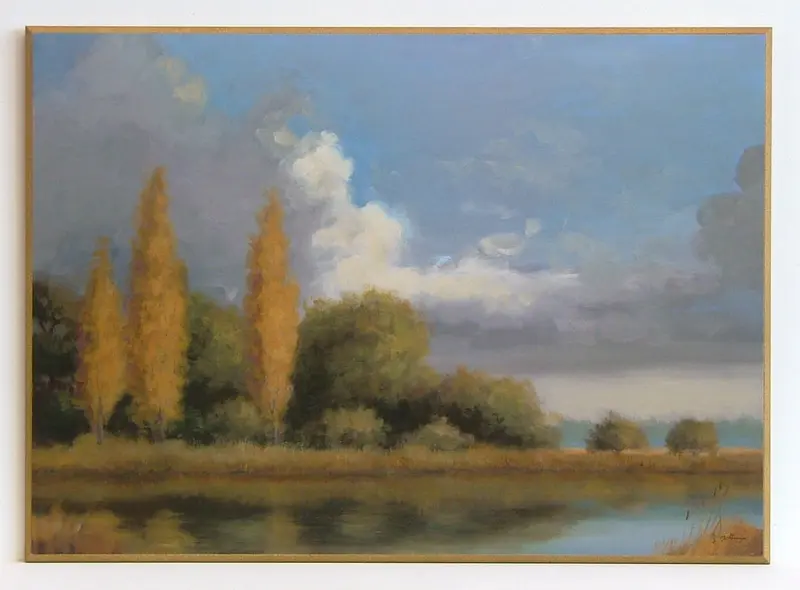Obraz Pejzaż z drzewami i jeziorem 51x71 cm