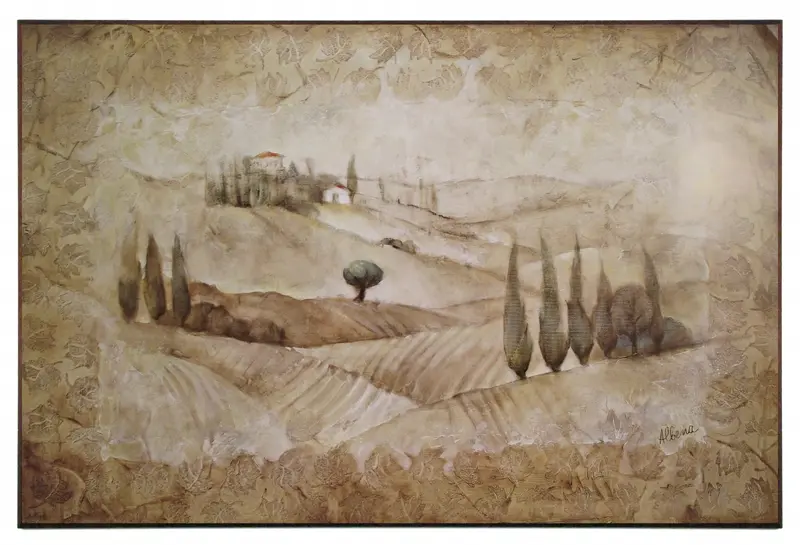 Obraz Pejzaż z Toskanią na płycie 92x62 cm