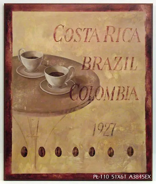 Obraz Plakat z kolumbijską kawą z 1927 roku na płycie 51x61 cm