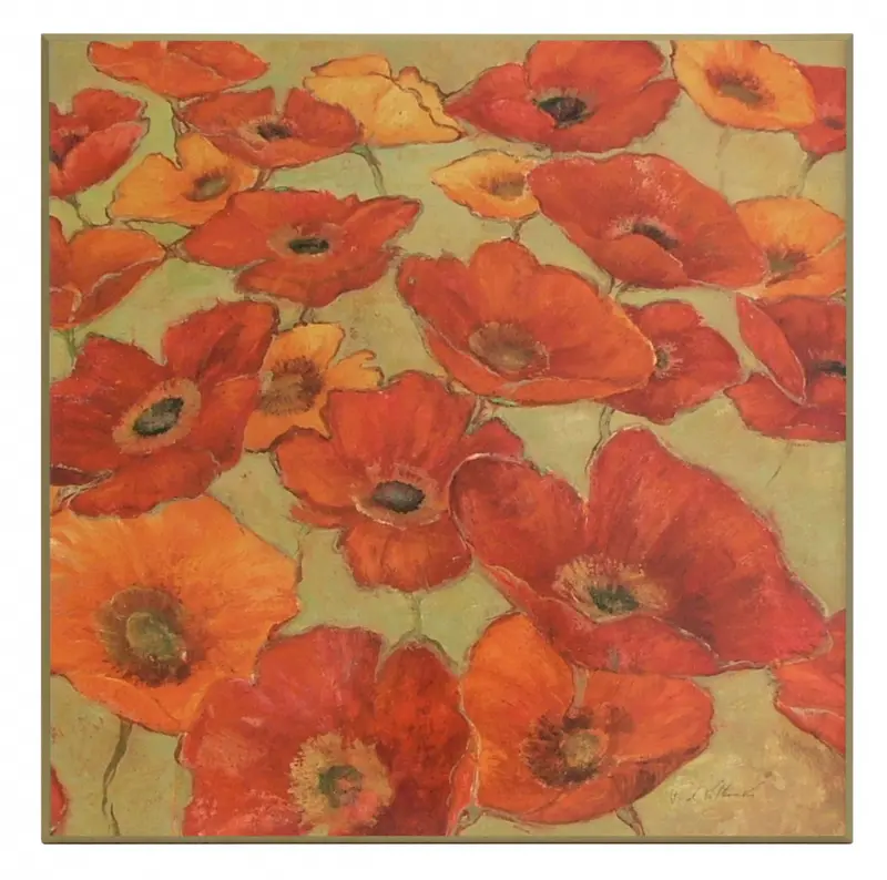 Obraz Pole ceglastych maków na płycie 90x90 cm