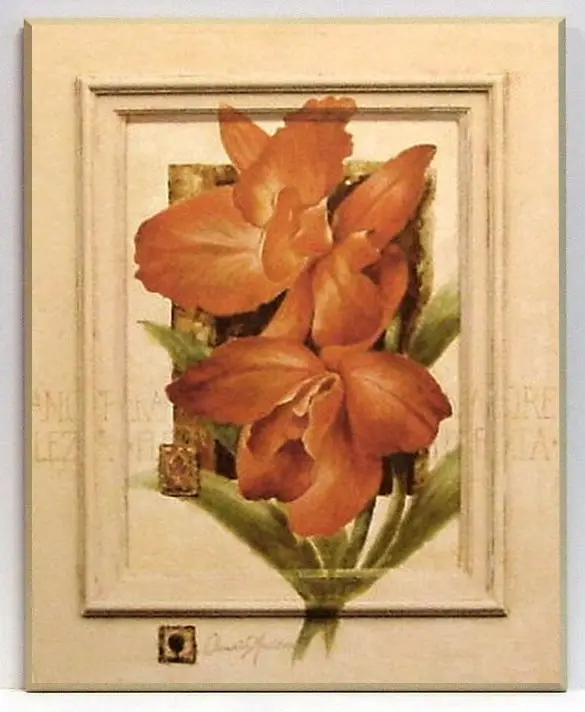 Obraz Pomarańczowe kwiaty w namalowanej ramce 41x51 cm