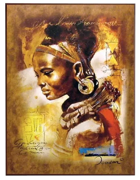 Obraz Portret Afrykanki z biżuterią 61x81 cm