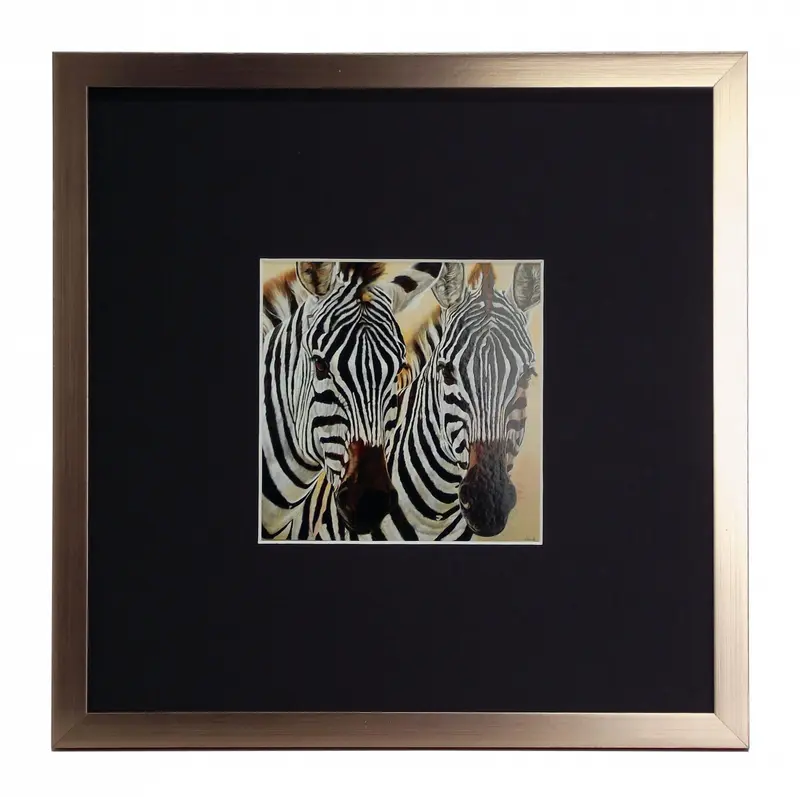 Obraz Portret Zebr oprawiona w ramkę koloru rose gold z passe-partout 30x30 cm