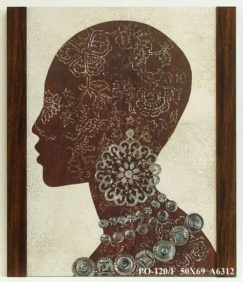 Obraz Profil czarnoskórej kobiety z ornamentami 50x69 cm