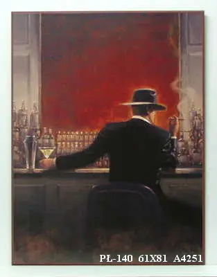 Obraz Przy barze, mężczyzna z cygarem 61x81 cm