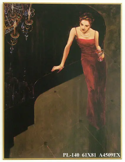 Obraz Przy fortepianie, kobieta w długiej sukni 61x81 cm
