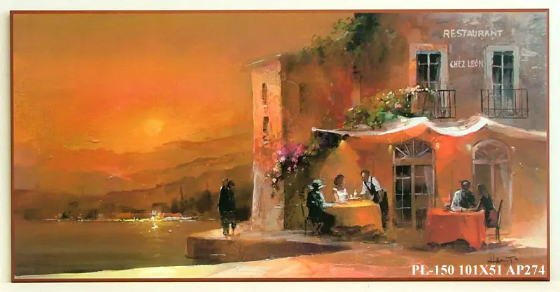 Obraz Przy restauracyjnych stolikach 101x51 cm