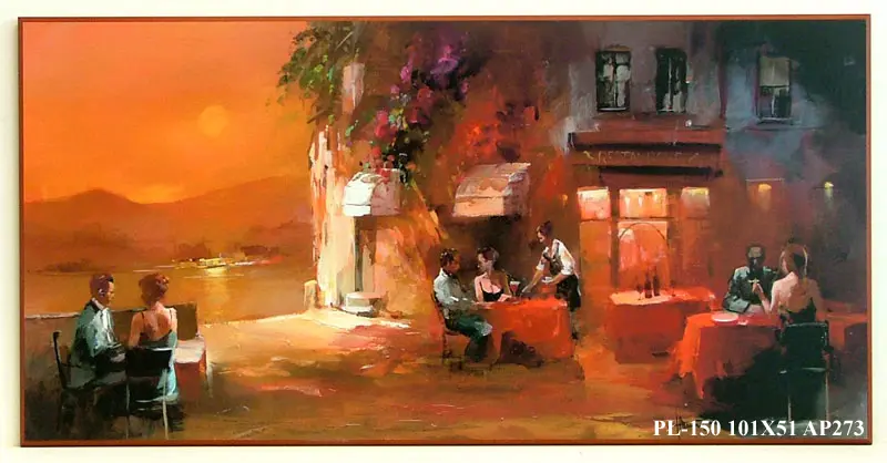 Obraz Przy restauracyjnych stolikach 101x51 cm