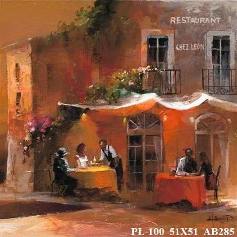 Obraz Przy restauracyjnych stolikach 51x51 cm