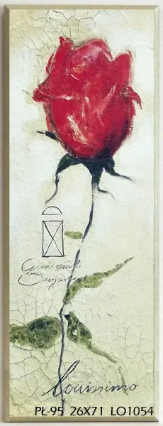 Obraz Róża malowana na tynku 26x71 cm