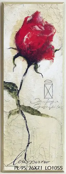 Obraz Róża malowana na tynku 26x71 cm