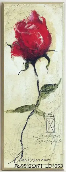 Obraz Róża malowana na tynku 26x71 cm