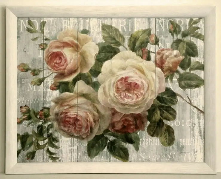 Obraz Róże na bielonych deskach 71x55 cm