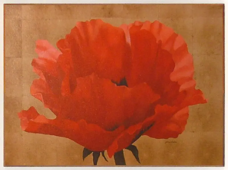 Obraz Rozłożony czerwony mak na płycie 81x61 cm