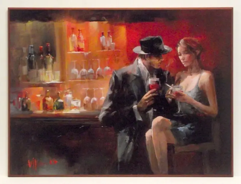 Obraz Rozmowa przy barze 81x61 cm