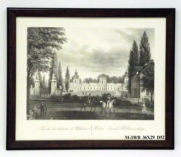 Obraz Rycina Warszawy, Pałac w Wilanowie 36x29 cm