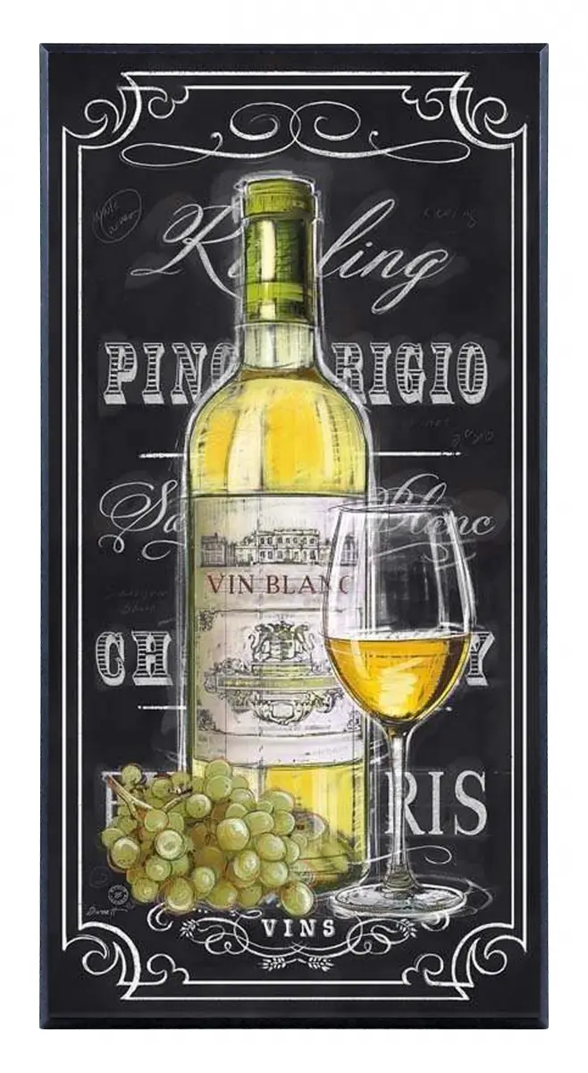 Obraz Rysunek białego wina na tablicy na płycie 25x51 cm