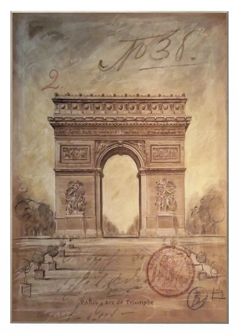 Obraz Rysunek Paryża, Łuk Triumfalny 70x100 cm