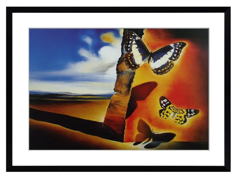 Obraz S. Dali, Pejzaż z motylami w ramie 84x62 cm